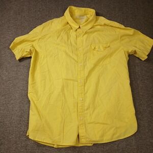 Lucky Brand Mens Yellow Short Sleeve Button Down Cotton‎ Shirt 7MD4327 XL